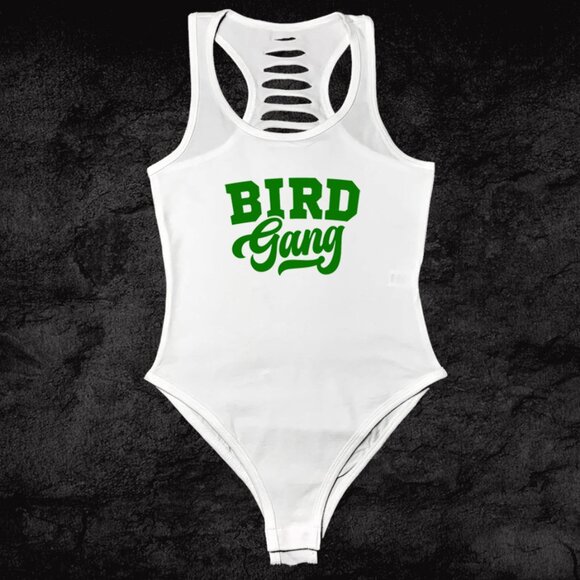 Green/White Bird Gang/Eagle Nation Handmade Bodysuit, Football Gameday Ouffit - Picture 1 of 3